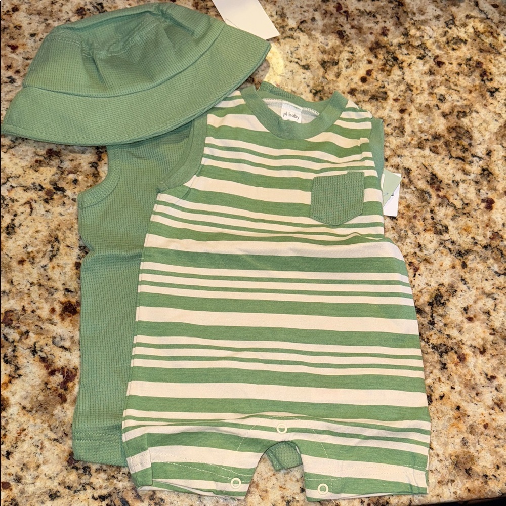 Striped Baby Romper set with Matching Hat